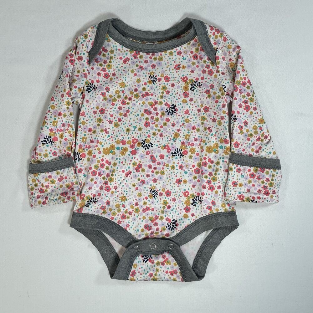 Patagonia Baby Girls Sz 0-3M Long Sleeve One Piece Top Capilene Baselayer Floral